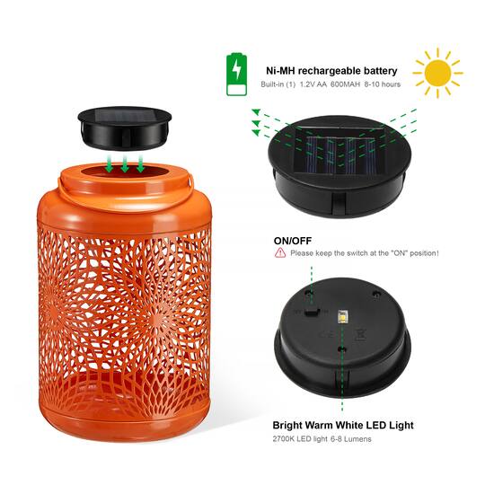Glitzhome® 8.75" Metal Cutout Solar Powered Hanging Lantern Set